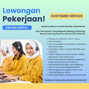 SAKURA DIGITAL (SMOOTH HIJAB), loker bogor, lowongan bogor, lowongan kerja customer service, loker customer service